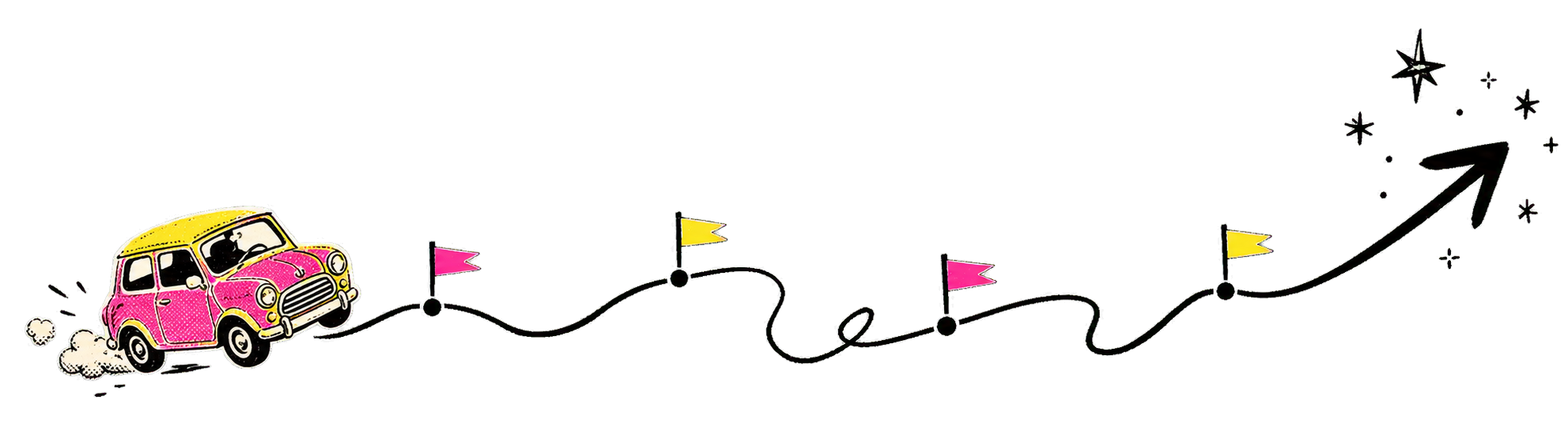 A mini car passing flag checkpoints on its way to an ALD1 type result